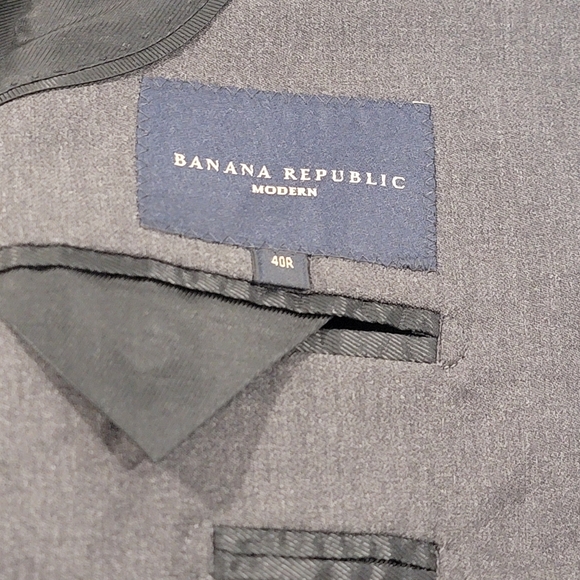 40R Men's Banana Republic Modern Fit Blazer Gray 100% Wool 3 Button Sport Coat - Picture 8 of 9